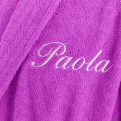 Accappatoio bambino in spugna con cappuccio fuxia