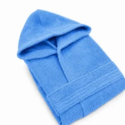 Accappatoio bambino in spugna con cappuccio blu