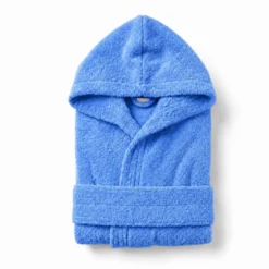 Accappatoio bambino in spugna con cappuccio blu