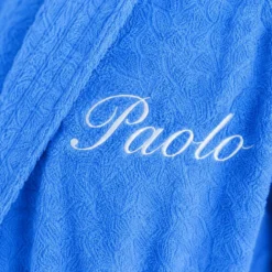 Accappatoio bambino in spugna con cappuccio blu