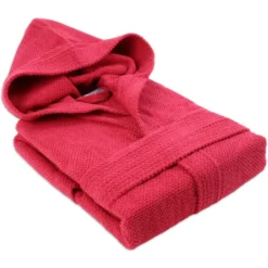 Accappatoio con cappuccio chicco di riso Rosso Fragola