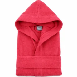Accappatoio con cappuccio chicco di riso Rosso Fragola
