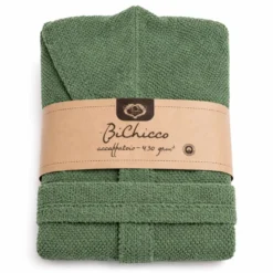 Accappatoio con cappuccio chicco di riso Verde Bosco