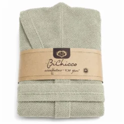 Accappatoio con cappuccio chicco di riso Oliva