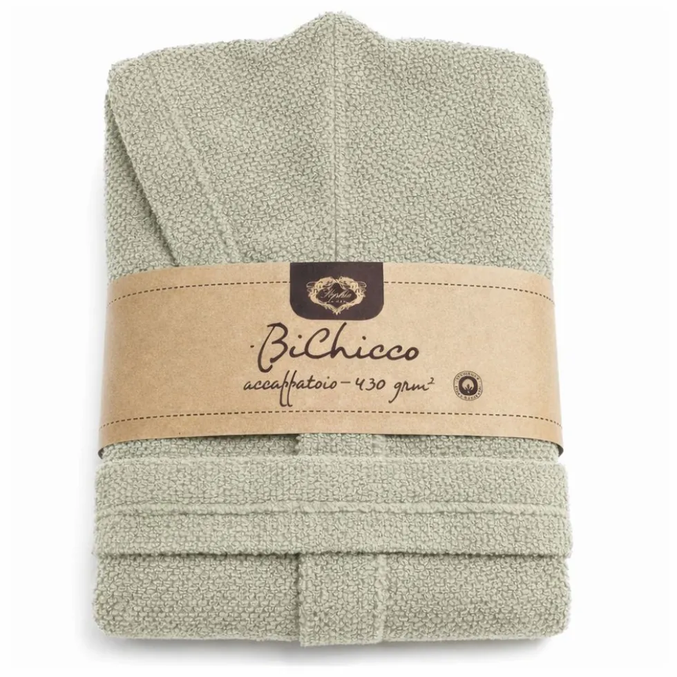Accappatoio con cappuccio chicco di riso Oliva