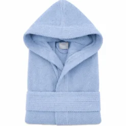 Accappatoio con cappuccio chicco di riso Azzurro Cielo