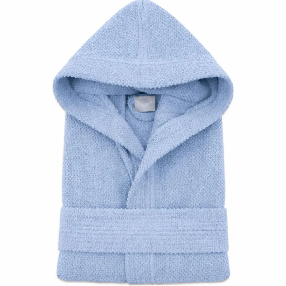 Accappatoio con cappuccio chicco di riso Azzurro Cielo