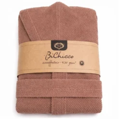 Accappatoio con cappuccio chicco di riso Marrone Cioccolato