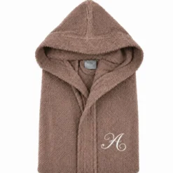 Accappatoio con cappuccio chicco di riso Marrone Cioccolato