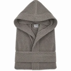 Accappatoio con cappuccio chicco di riso Grigio fumo