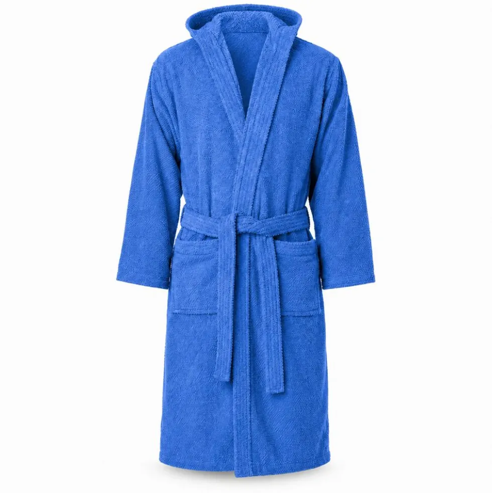 Accappatoio con cappuccio chicco di riso Blu