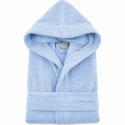 Accappatoio con cappuccio chicco di riso azzurro