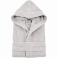 Accappatoio con cappuccio chicco di riso grigio