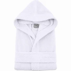 Accappatoio con cappuccio chicco di riso bianco