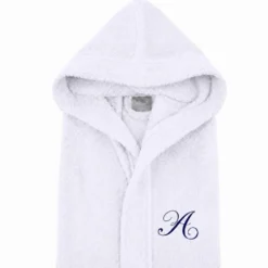 Accappatoio con cappuccio chicco di riso bianco