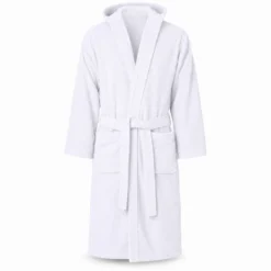 Accappatoio con cappuccio chicco di riso bianco