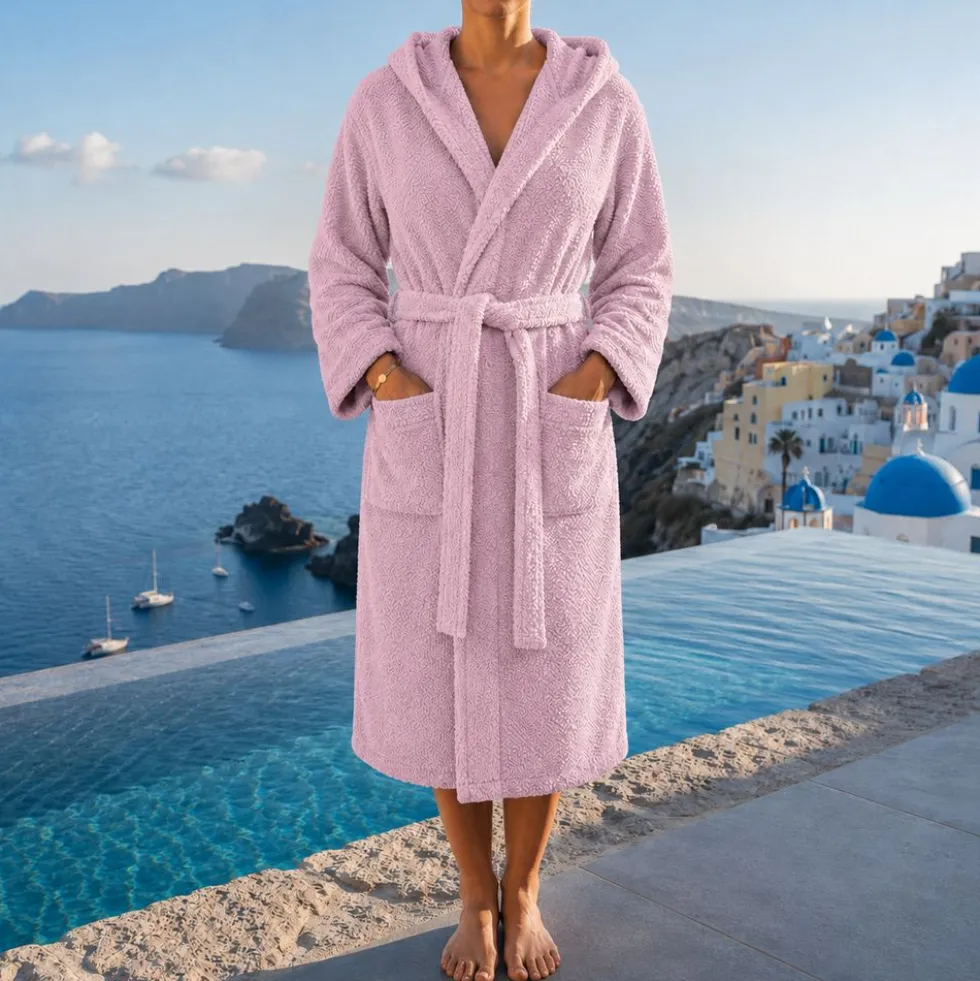 Accappatoio con cappuccio chicco di riso Rosa