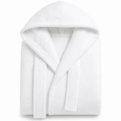 Accappatoio con cappuccio in Spugna Coral Bianco