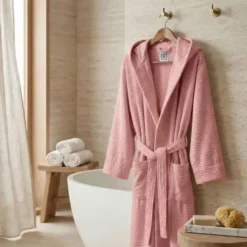 Accappatoio Con Cappuccio in Spugna Boutique Rosa