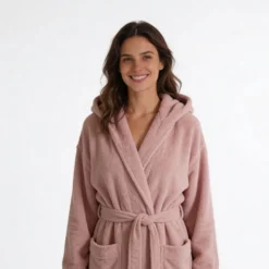 Accappatoio in Cotone con cappuccio Zero Rosa
