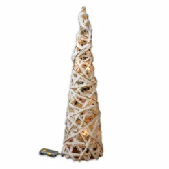 Albero Cono Bianco/Oro con Luci Led