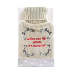 Borsa dell'acqua calda con federa in tessuto e ricamo Wake me up