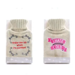Borsa dell'acqua calda con federa in tessuto e ricamo I Hate Cold