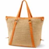 Borsa in Paglia e Tessuto Arancio