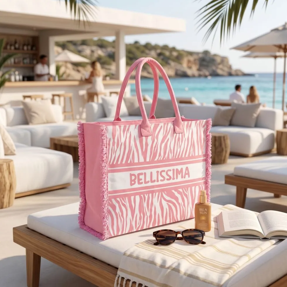 Borsa Mare con zip Bellissima Rosa