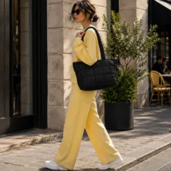 Borsa Tote trapuntata puffer Louise Nera