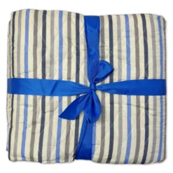 Boutis copriletto Zefiro rigato azzurro matrimoniale