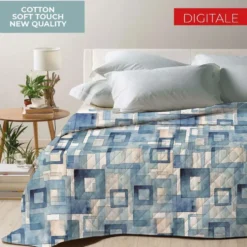 Boutis Trapuntino mezzastagione Stampa Digitale Monì Blu Matrimoniale