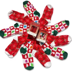Box 6 Set 2 Paia Calze Natalizie Renne e Alberelli