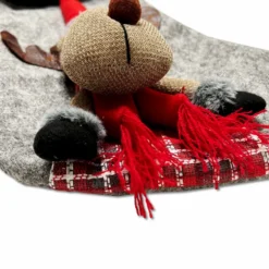 Calza di natale Renna grigia bordo grigio