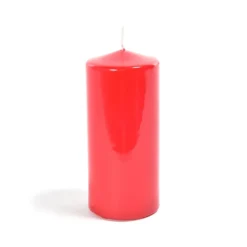 Candela Pillar Lucida Rossa in Cera 6 x 12 cm