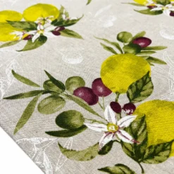 Canovaccio cucina Limoni e olive fondo beige