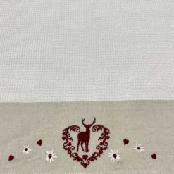 Canovaccio nido d' ape balza ricamata Renna Edelweiss