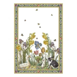 Canovaccio Tessitura Toscana Bunny Garden Giallo 100% Lino