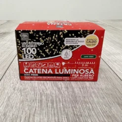 Catena Luminosa interno/esterno bianco caldo 100 led filo verde