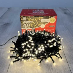 Catena Luminosa interno/esterno bianco caldo 200 led filo verde