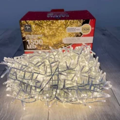 Catena luminosa interno/esterno bianco caldo 200 led filo bianco