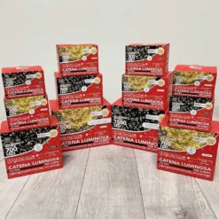 Catena luminosa interno/esterno bianco caldo 100 led filo bianco