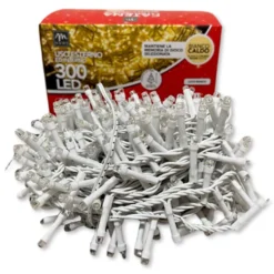 Catena luminosa interno/esterno bianco caldo 100 led filo bianco