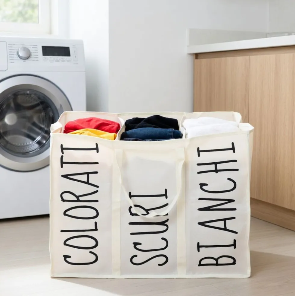 Cesta Laundry 3 scomparti Sonia Panna