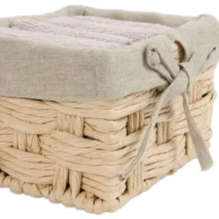 Cestino 4 Lavette in Spugna Lien Beige