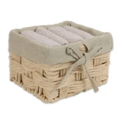 Cestino 4 Lavette in Spugna Lien Beige