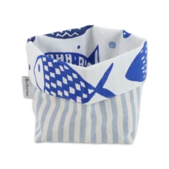 Cestino Portapane in Cotone Doubleface Pesci Blu