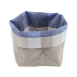 Cestino Portapane in Cotone Doubleface Country Azzurro
