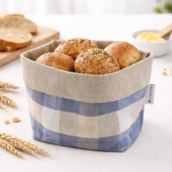 Cestino Portapane in Cotone Doubleface Country Azzurro