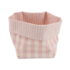Cestino Portapane in Cotone Doubleface Quadretto Rosa